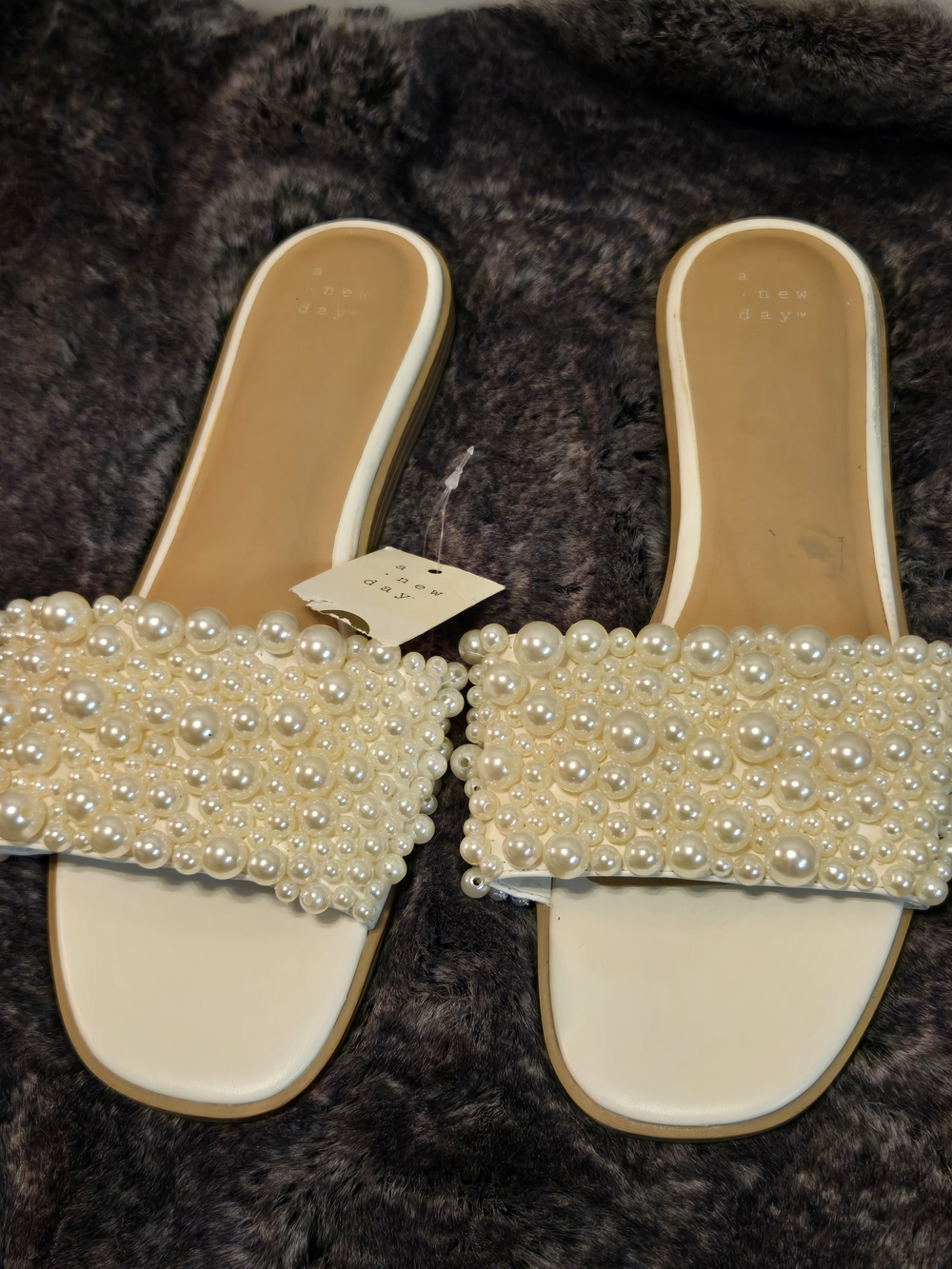 Target New Day Ivory Pearl-Embellished Slide Sandals